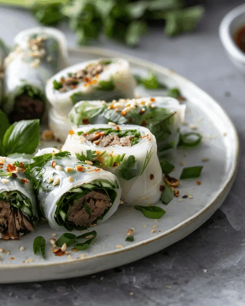 Thai Basil Beef Rolls
