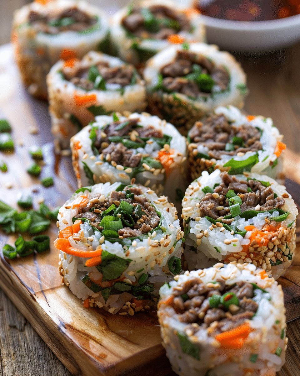 Thai Basil Beef Rolls