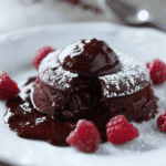 Molten Chocolate Cakes with Raspberry Sauce