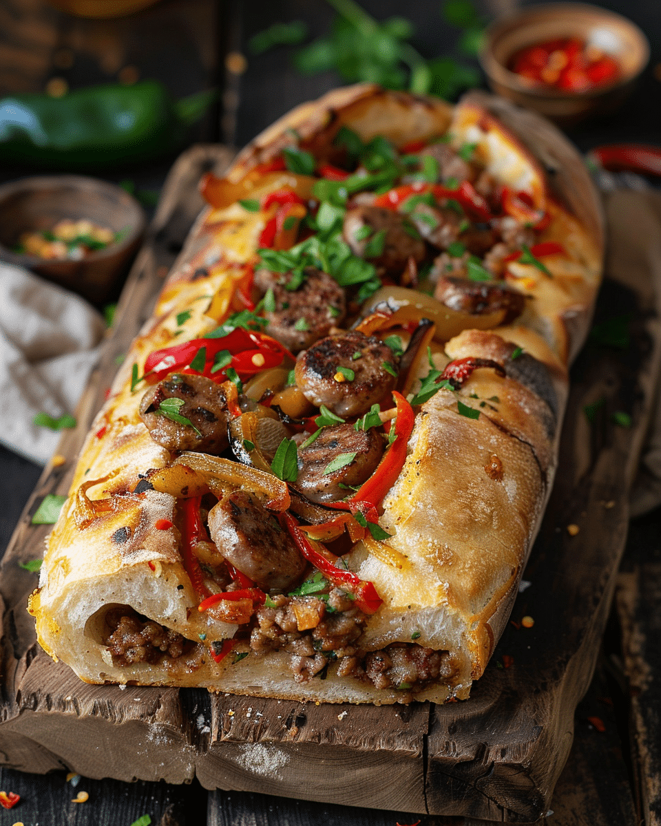 Sausage and Pepper Stuffed Bread