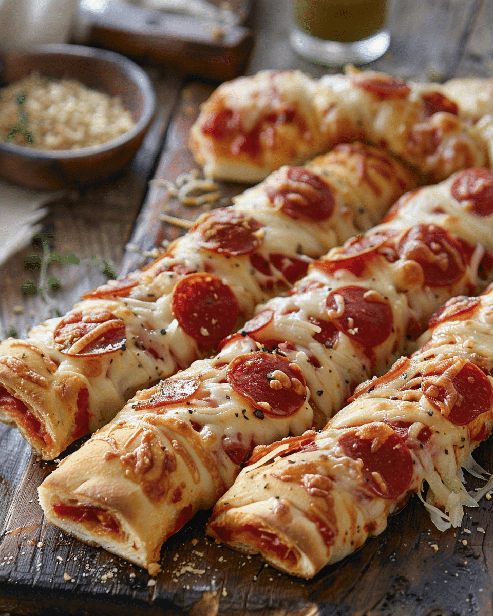 Turkey Pepperoni Cheese-Stuffed Breadsticks