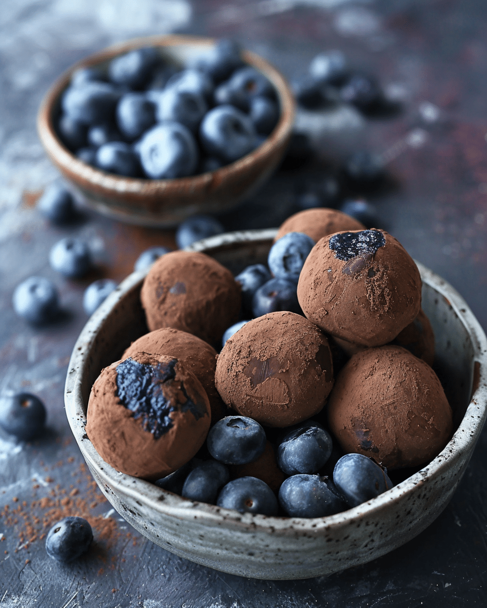 Vegan Chocolate Truffles with Blueberries