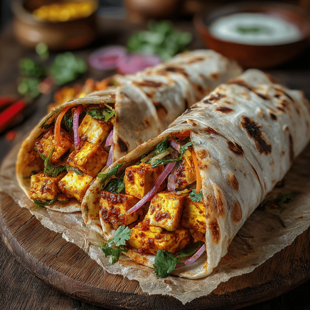Spicy Paneer Frankie Recipe - Recipe Image