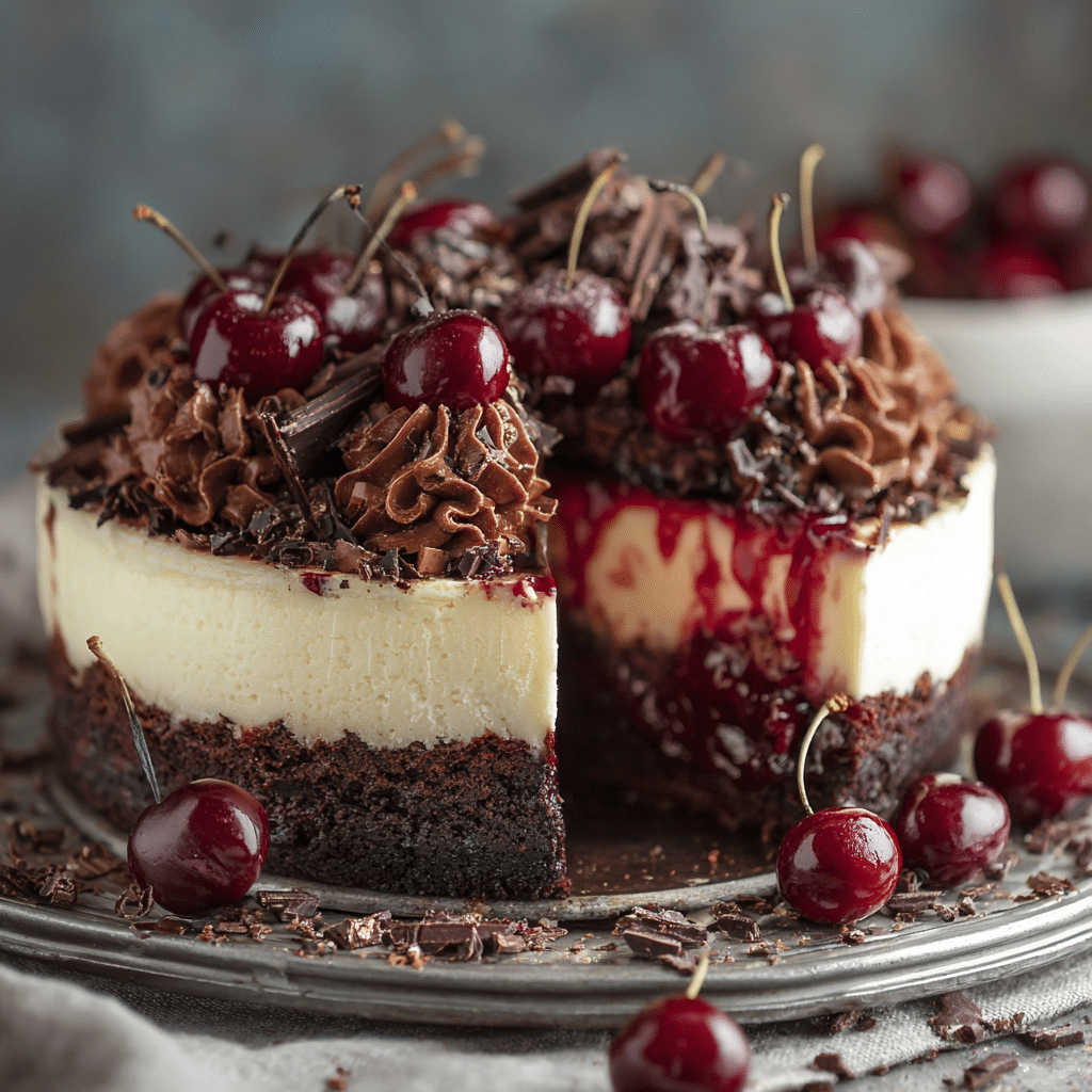 Decadent Black Forest Cheesecake Recipe - Recipe Image