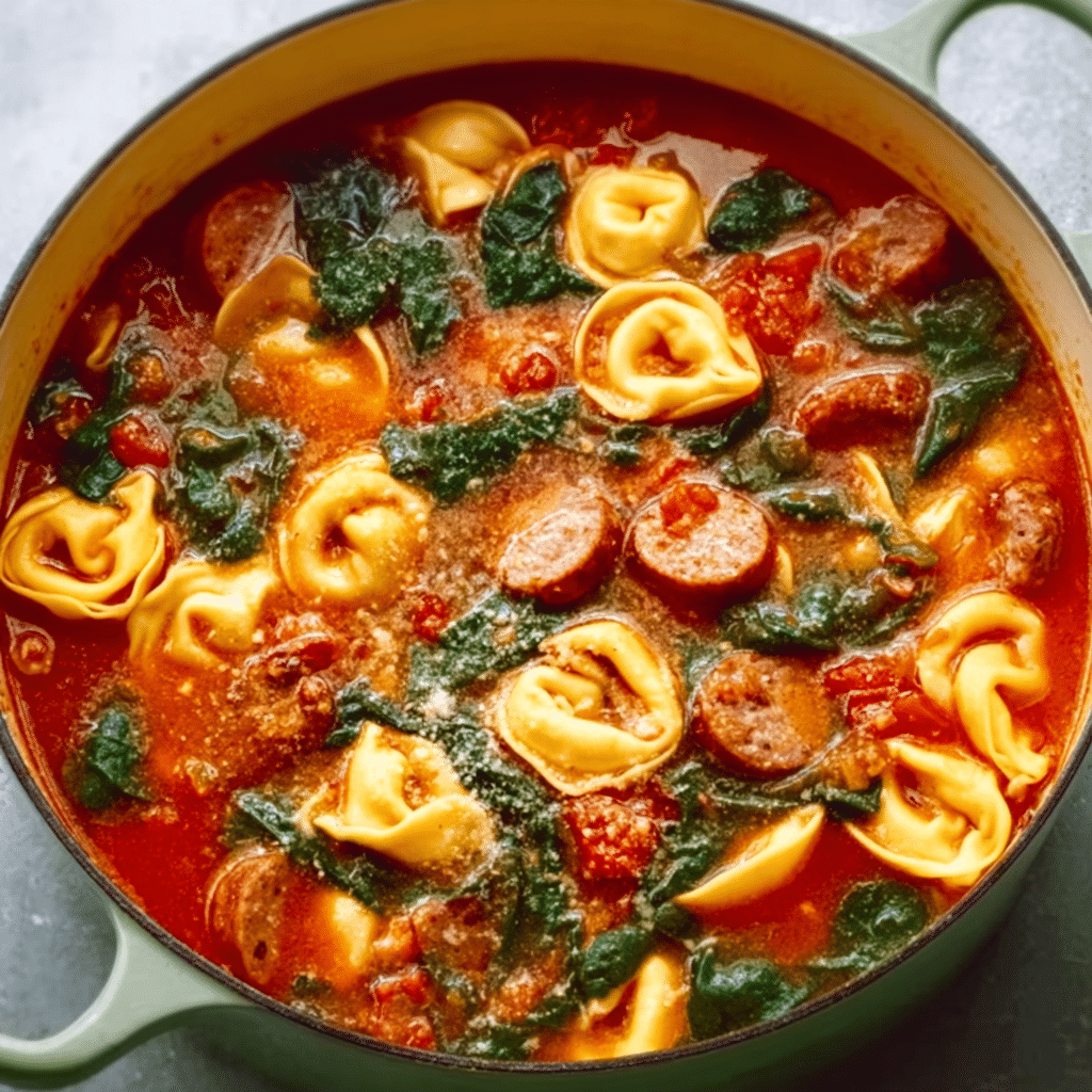 Easy Sausage Spinach Tortellini Soup Recipe - Recipe Image