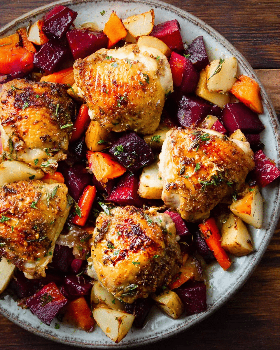 "Cider-Glazed Chicken with Roasted Fall Vegetables Recipe