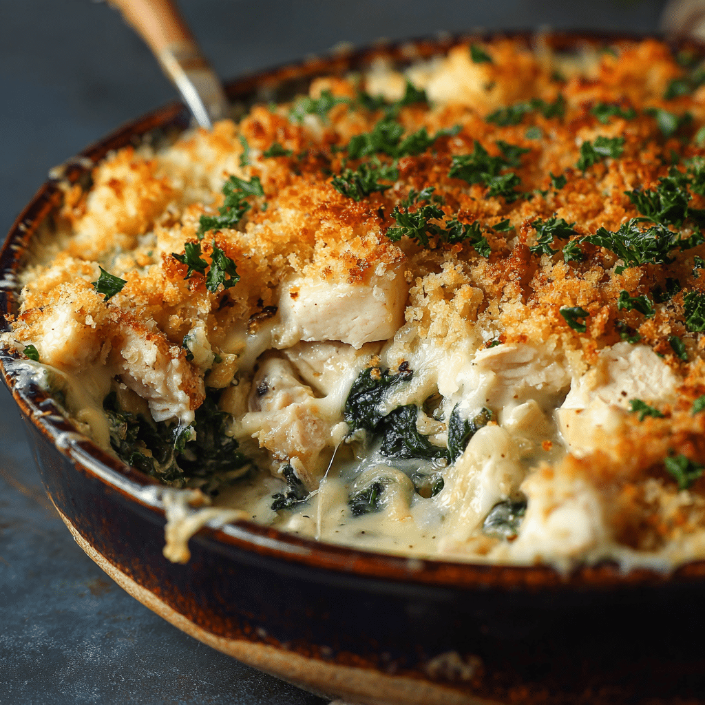 Creamy Chicken and Spinach Casserole Recipe - Recipe Image