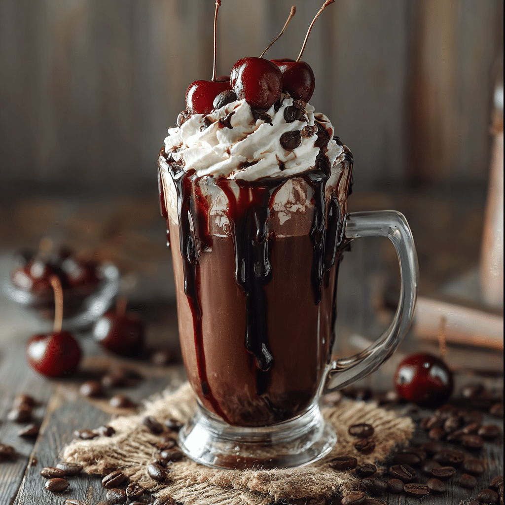 Dark Cherry Mocha Cold  with Black Forest Syrup Recipe - Recipe Image