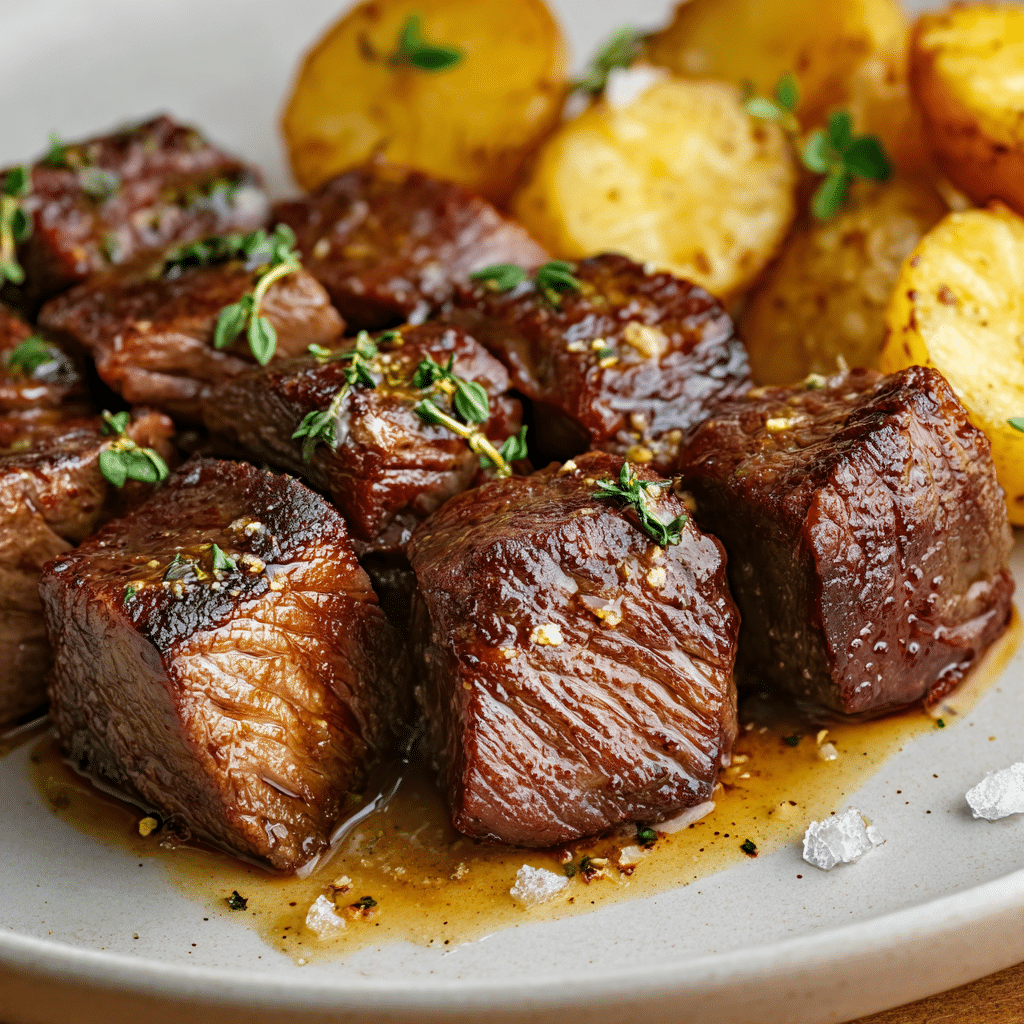 Garlic Butter Steak Bites and Potatoes Recipe - Recipe Image