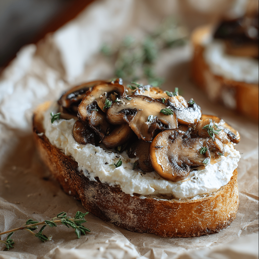 Mushroom Brie Crostini Recipe - Recipe Image