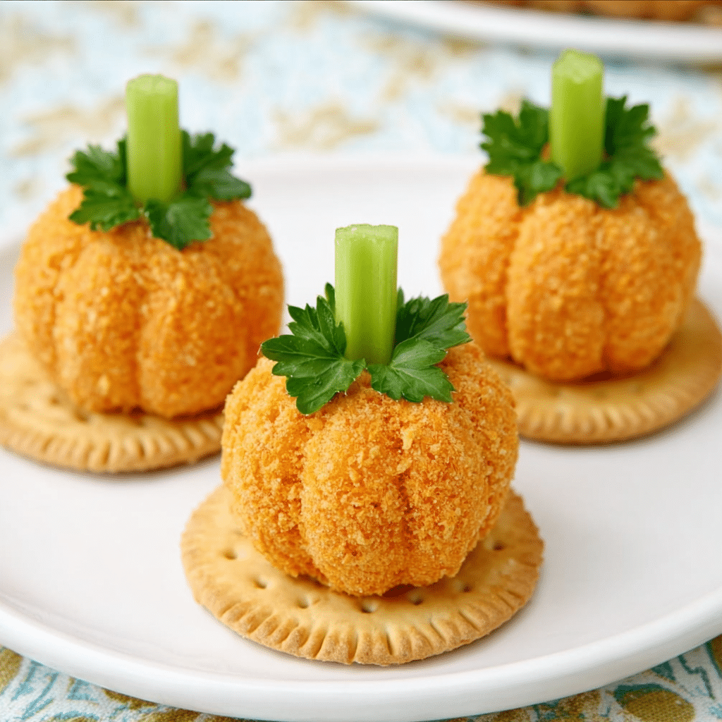 Mini Pumpkin Cheese Ball Bites Recipe - Recipe Image
