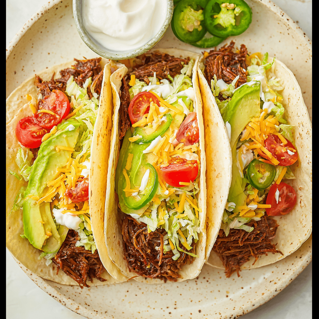 Juicy Slow Cooker Pulled Beef Tacos