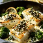 Fish in Lemon Butter Sauce with Capers & Broccoli Recipe