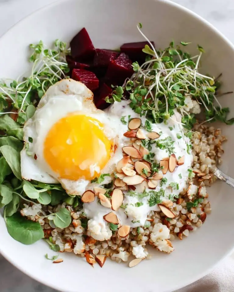 Savory Barley Breakfast Bowl with Mushrooms and Spinach Recipe