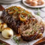 Crockpot French Onion Meatloaf with Melted Swiss Cheese Recipe