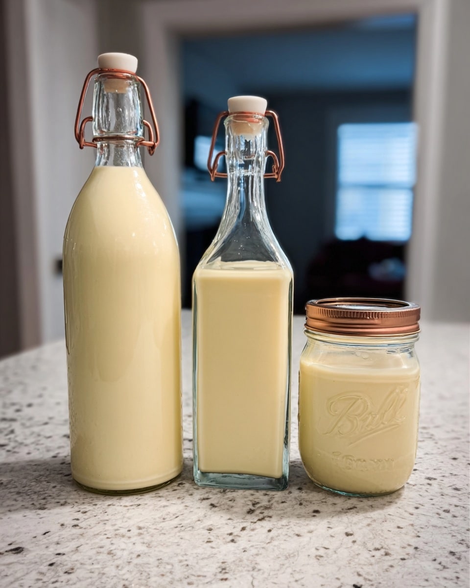 The image shows a white marbled surface with several clear glass bowls and cups arranged neatly, each holding different cooking ingredients. On the left side, a white bowl contains four brown eggs, and below it is a larger clear bowl filled with white granulated sugar. Toward the center, there are small clear bowls with various ground spices in shades of brown and tan, including cinnamon and nutmeg. To the right, a larger clear measuring cup holds white milk, and below it, a clear glass cup is filled with a creamy white liquid. Another small clear cup contains a dark amber liquid, likely vanilla or maple syrup. The overall setup is bright and clean, with the ingredients spaced out evenly on the white marbled surface. Photo taken with an iphone --ar 4:5 --v 7