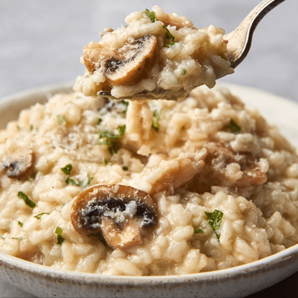 Creamy Chicken and Mushroom Risotto Recipe - Recipe Image
