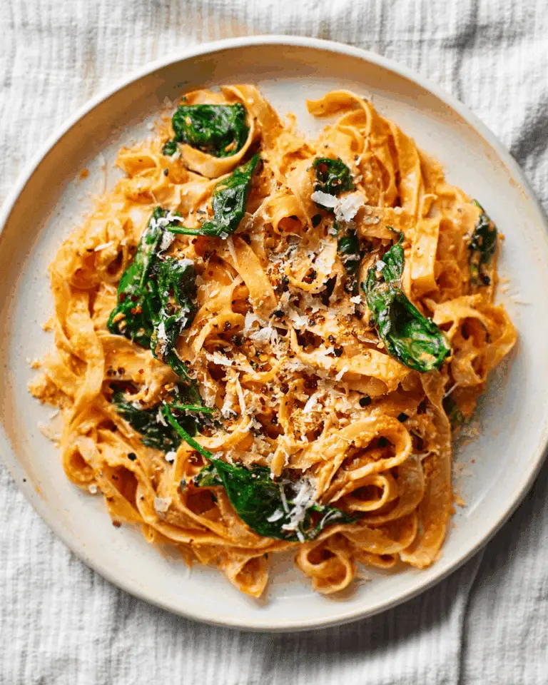 Pumpkin Pasta with Garlic and Spinach Recipe
