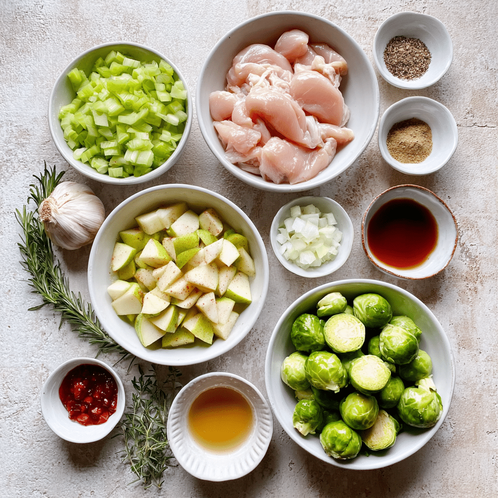 One-Pan Apple Cider Chicken and Brussels Sprouts Recipe - Recipe Image