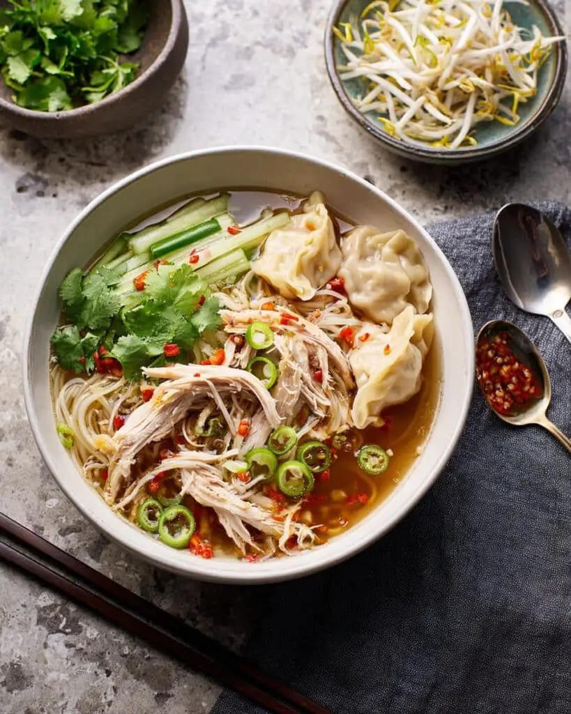 Asian Chicken Noodle Soup with Almond Flour Dumplings Recipe