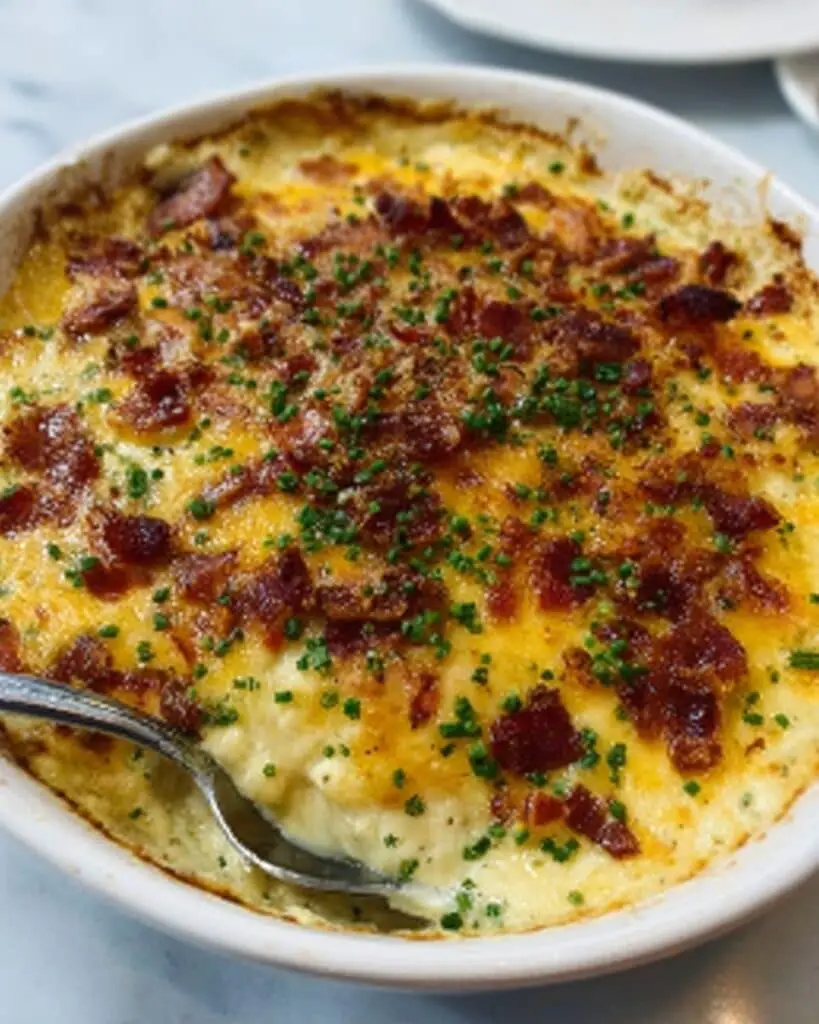 Loaded Mashed Potato Casserole with Cheese, Bacon, and Green Onions Recipe