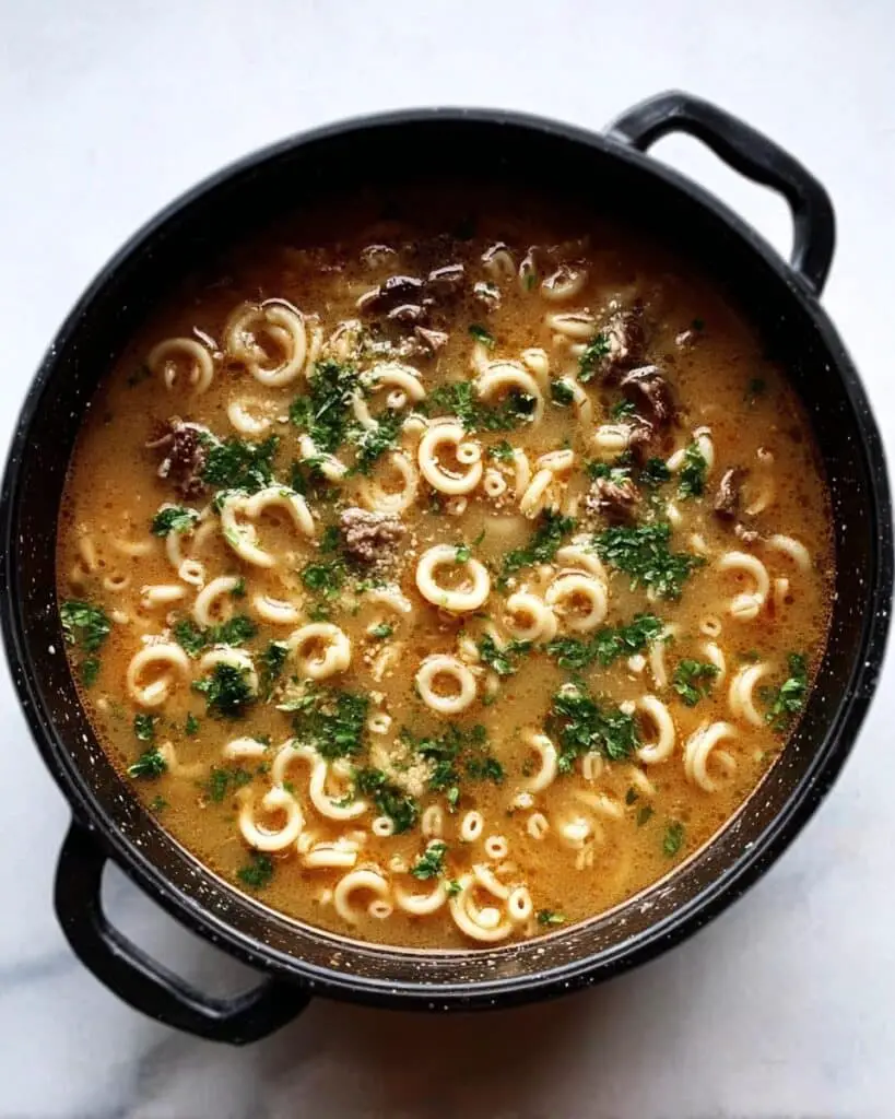 Hearty Meatball Soup with Vegetables and Pasta Recipe