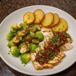 Roasted Chicken with Pears and Brussels Sprouts Recipe