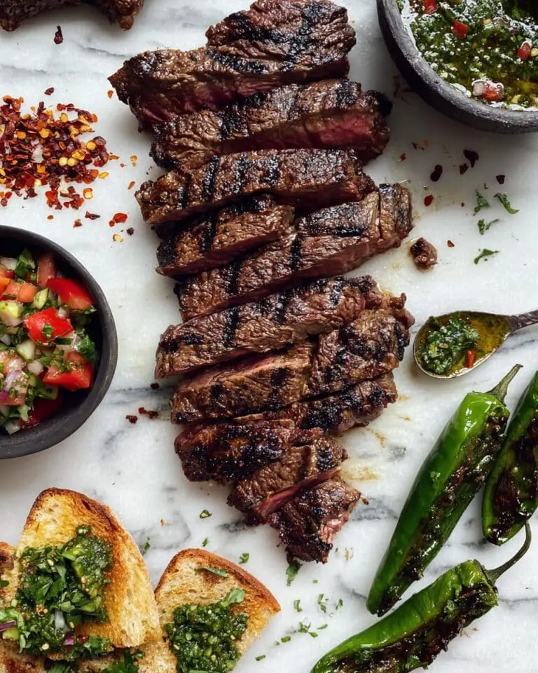 Grilled Flank Steak with Fresh Chimichurri Sauce Recipe