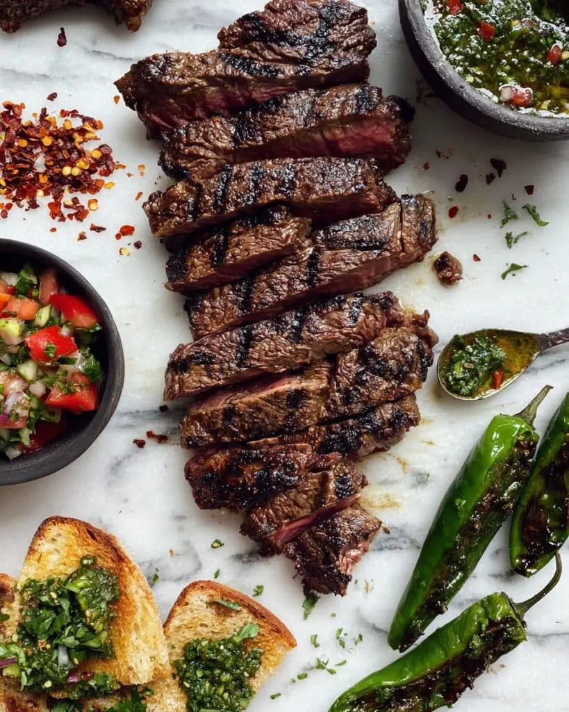 Grilled Flank Steak with Fresh Chimichurri Sauce Recipe