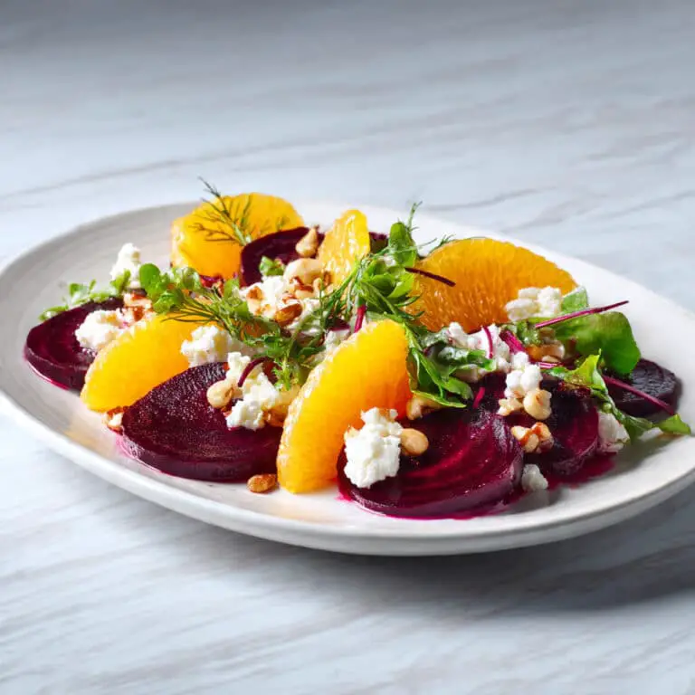 Roasted Beet Salad with Goat Cheese, Nuts, and Citrus Recipe