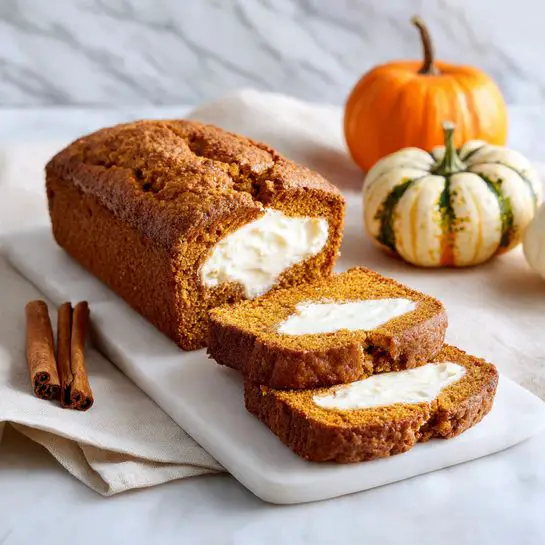 Pumpkin Bread with Cream Cheese Swirl Recipe - Recipe Image