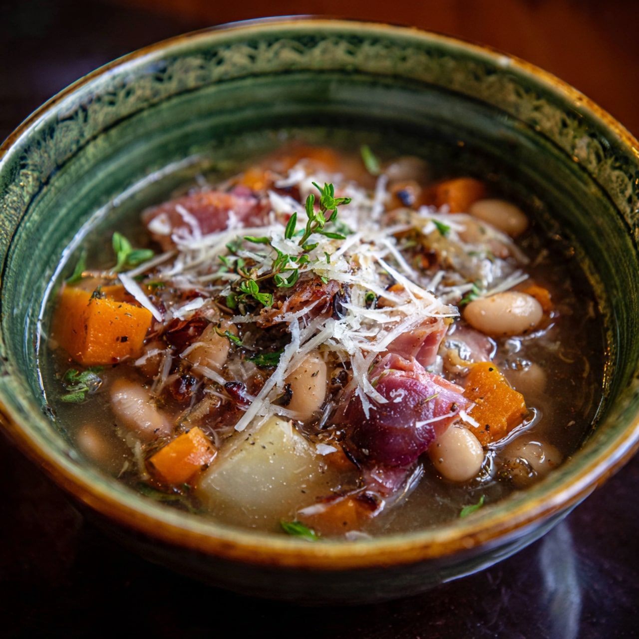 Smoked Ham and White Bean Stew With Potatoes and Parmesan Recipe