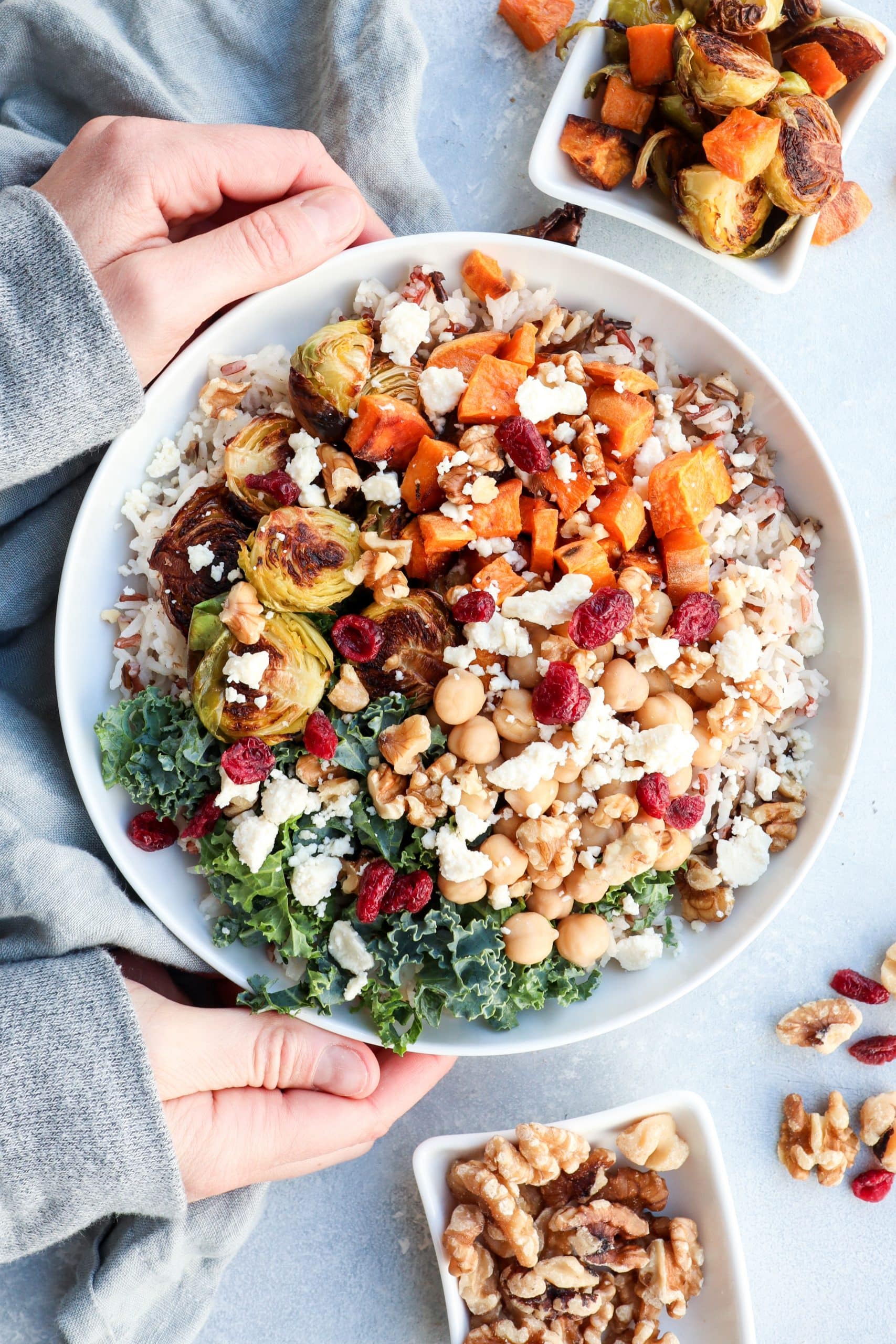 Winter Grain Bowl Salad with Roasted Vegetables, Cranberries, and Lemon-Dijon Vinaigrette Recipe - Recipe Image