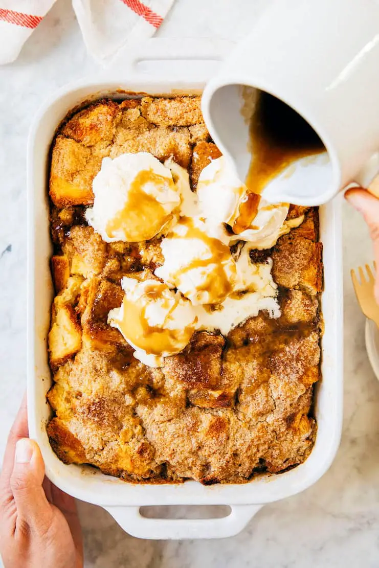 Babka Bread Pudding with Brown Butter Bourbon Sauce Recipe - Recipe Image