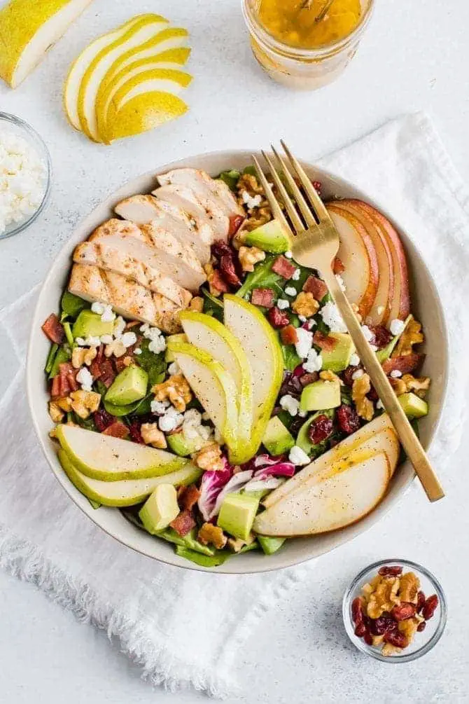Chicken and Pear Salad with Walnuts and Blue Cheese Recipe