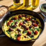 Savory Mediterranean Egg Scramble with Feta, Spinach, and Cherry Tomatoes Recipe