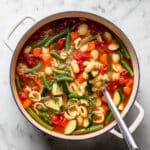 Hearty Italian Minestrone Soup with Vegetables, Beans, and Pasta Recipe