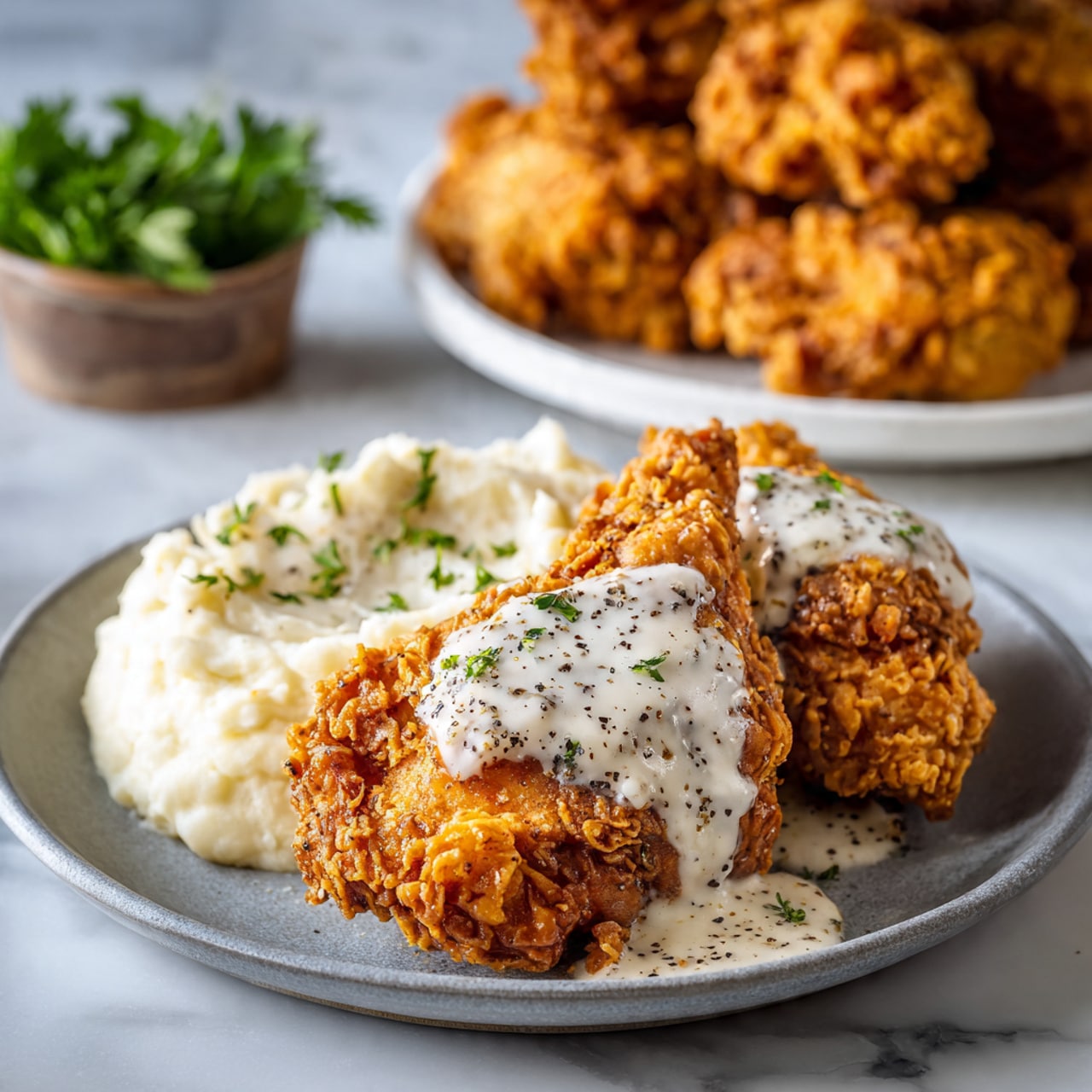 Crispy Southern Chicken Fried Chicken with Creamy Country Gravy Recipe - Recipe Image