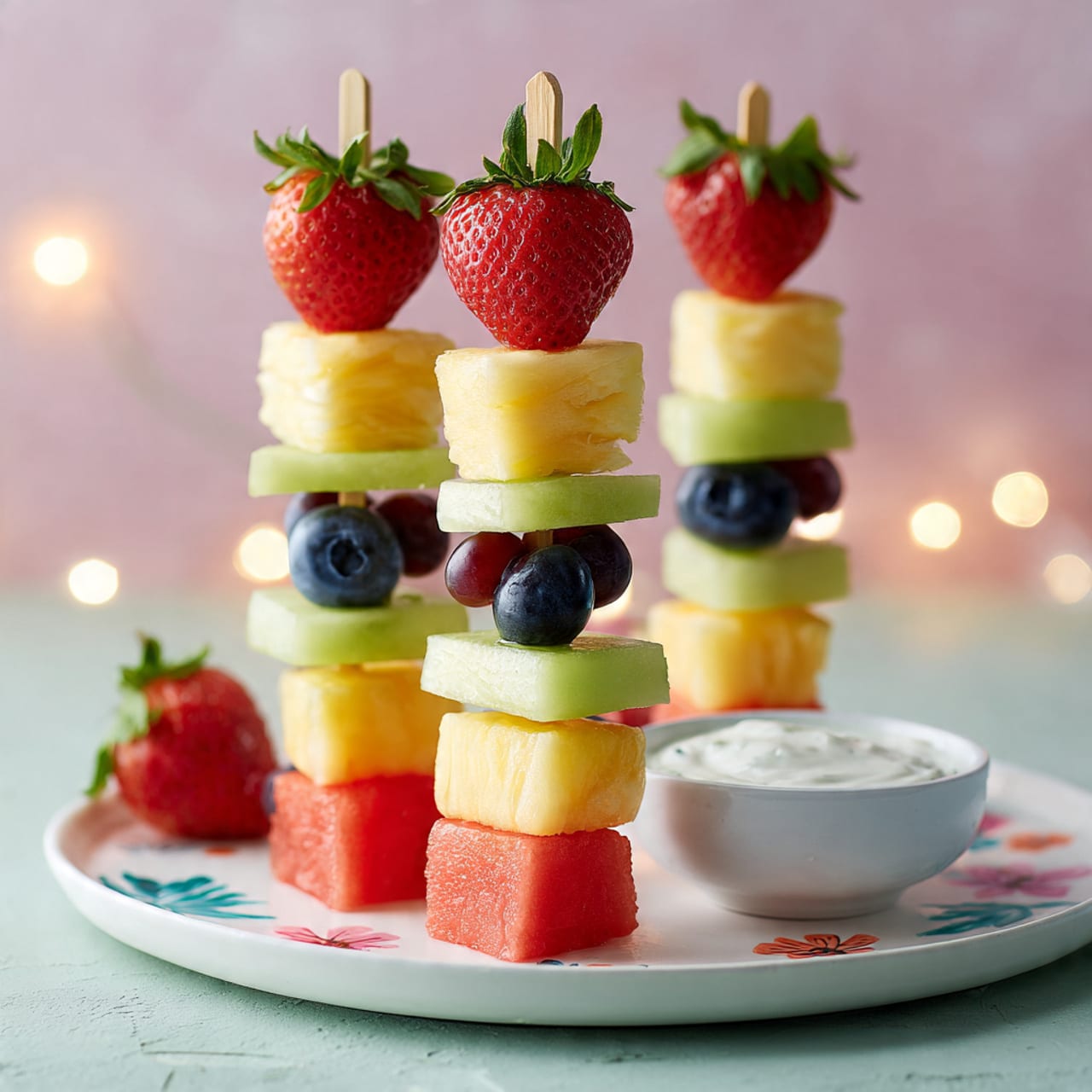 Fruit Kebabs with Yogurt Dip Recipe