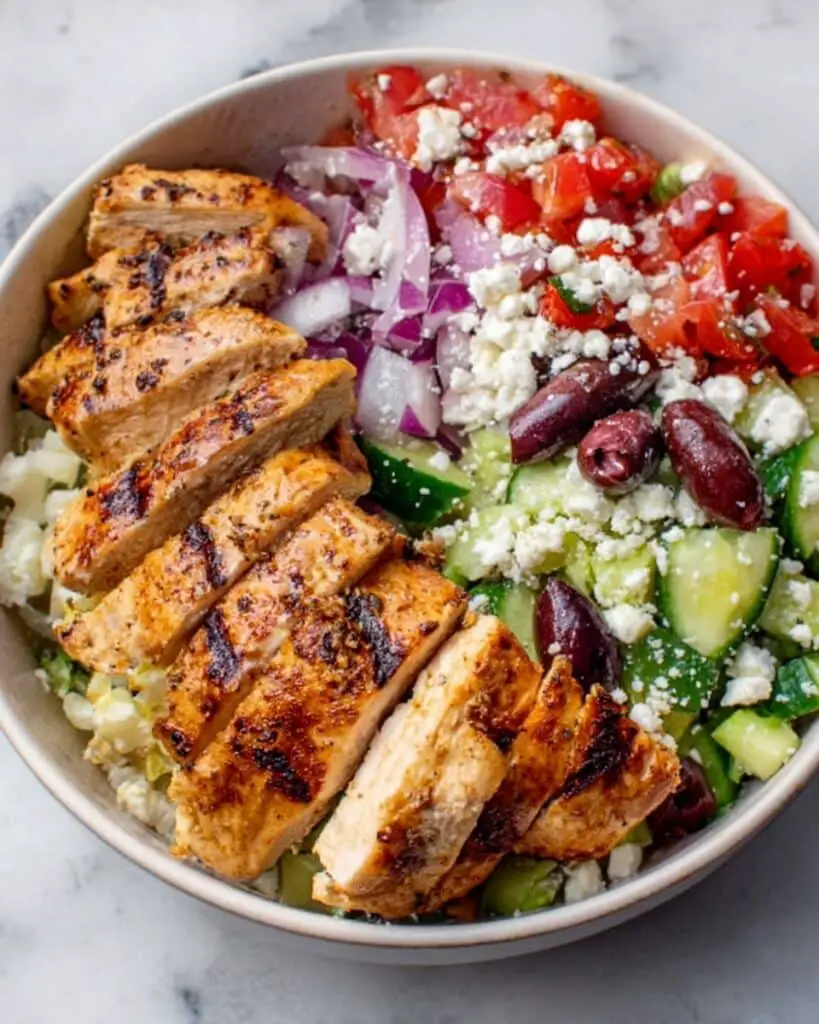 Greek Chicken Bowls with Tzatziki and Fresh Mediterranean Veggies Recipe