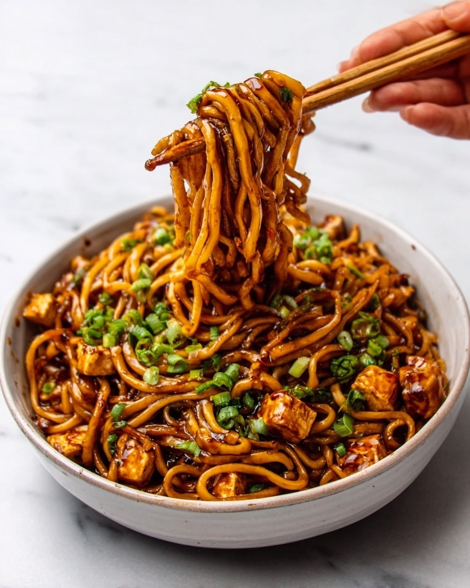 Sticky Garlic Chicken Noodles Recipe