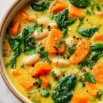 Spiced Sweet Potato Soup with Coconut, Lime & White Beans Recipe