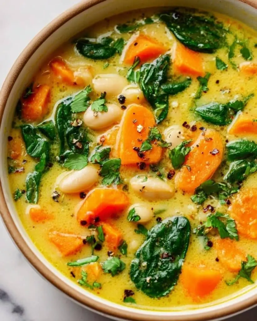 Spiced Sweet Potato Soup with Coconut, Lime & White Beans Recipe
