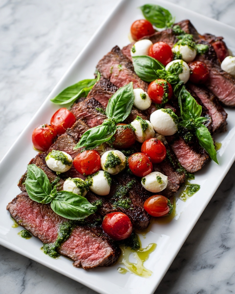 Grilled Flank Steak Caprese with Balsamic Dressing Recipe