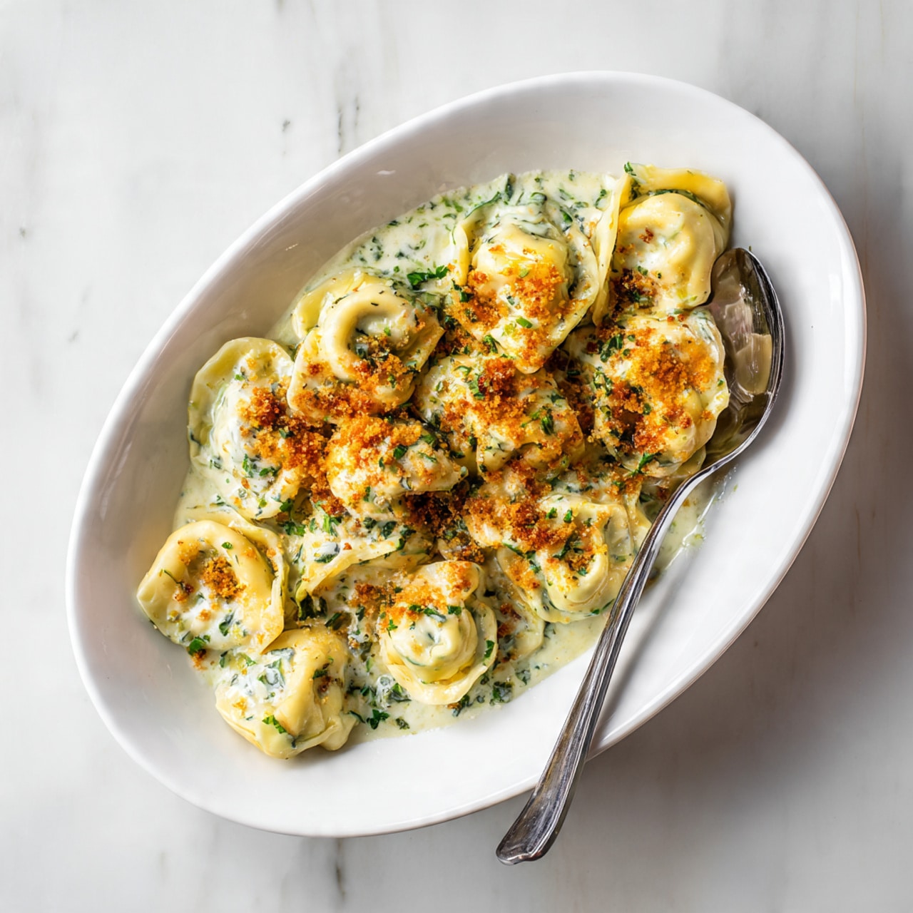 Creamy Pesto Tortellini Bake with Mozzarella Recipe