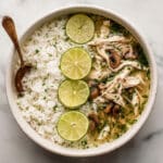 Ginger Lime Chicken and Mushroom Soup with Cilantro Rice Recipe
