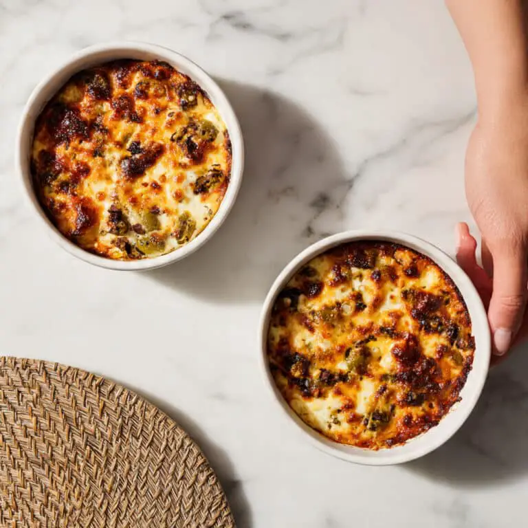Cheesy Low-Carb Pizza Bowls with Sausage and Veggies Recipe