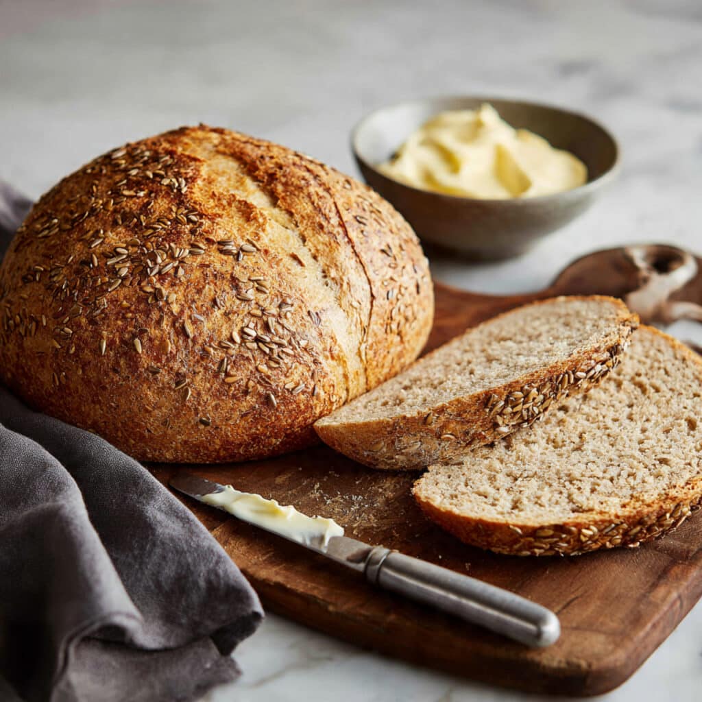 No Knead Seeded Honey Oat Artisan Bread Recipe
