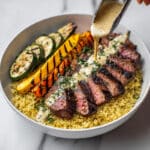 Grilled Steak Bowl with Creamy Sauce & Grilled Zucchini Recipe
