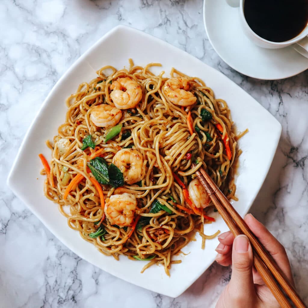 Fragrant Shrimp Scallion Oil Lo Mein Recipe